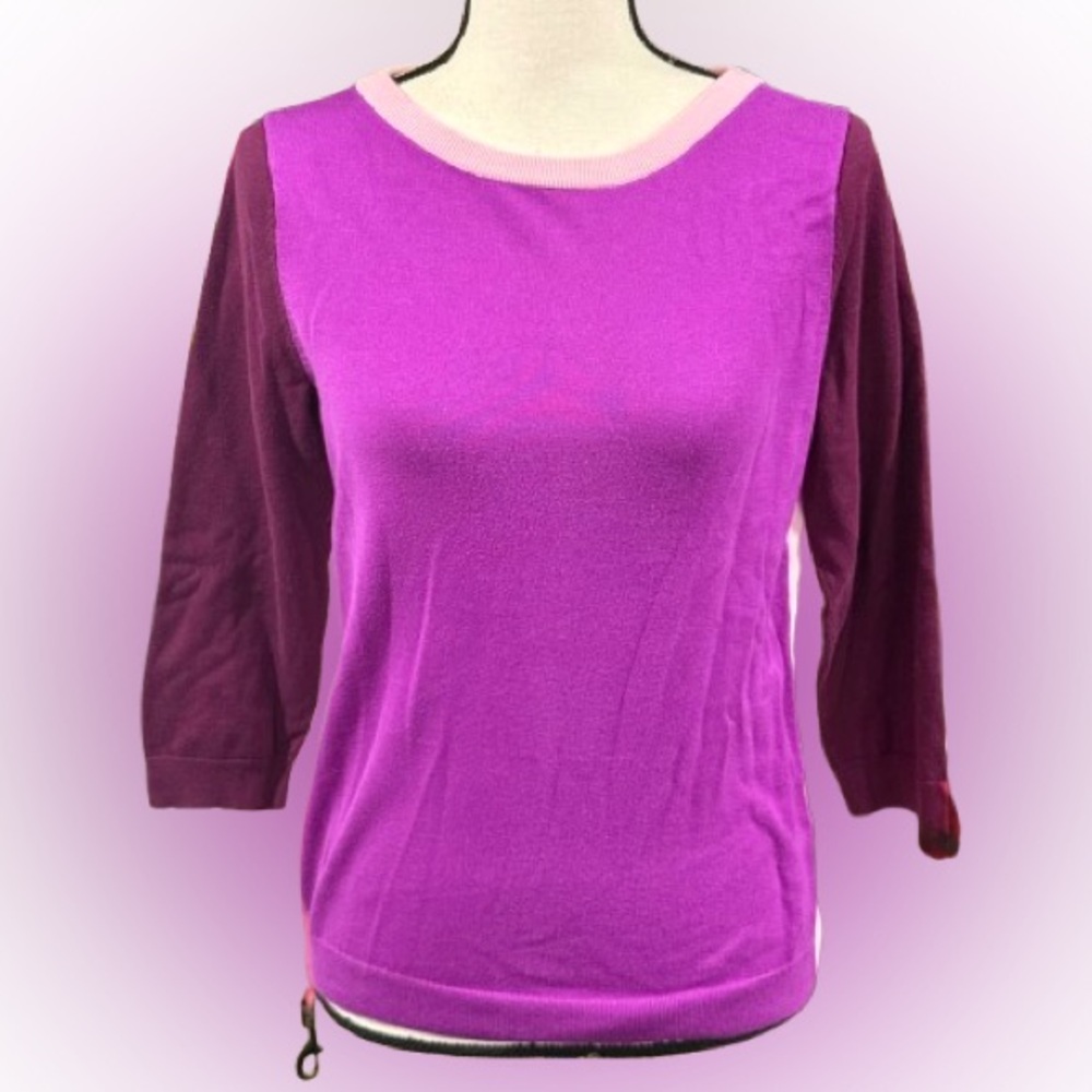 Lands' End Women's Magenta and Burgundy Long Sleeve Top